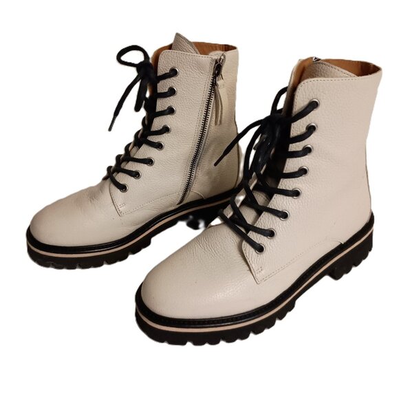 M.Gemi Shoes - M.Gemi Benedetta Leather Combat Boots Sand Beige Women’s Size 6.5 Like New